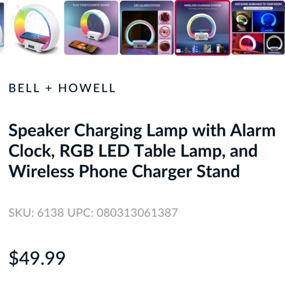 NIB~Bell + Howell / Speaker~Charging Lamp